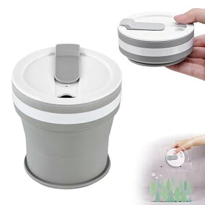 折りたたみコップ 蓋付き 350ml 携帯コップ 挿入可能なストロー シリコンカップ 折りたたみカップ 耐熱 折りたたみ 携帯に便利 軽量 多機能 旅行 食器 通学 通勤 旅行 キャンプ用 (グレー)