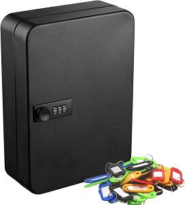 キーボックス キーケース ダイヤル式 45キー 鍵収納 鍵管理 オフィス 家庭 壁掛け インテリア オシャレ 小型 暗証番号 ロック ダイヤル式 鍵管理 専用キーホルダー付き インテリア オシャレ