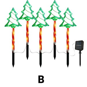 ソーラーライト 屋外 クリスマス かわいい ソーラー 電飾 イルミネーション ガーデンライト 雰囲気作り ライト 埋め込み 5連 星/クリスマスツリー/雪の結晶 装飾 LEDライト 自動点灯・消灯 防