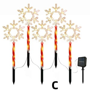 ソーラーライト 屋外 クリスマス かわいい ソーラー 電飾 イルミネーション ガーデンライト 雰囲気作り ライト 埋め込み 5連 星/クリスマスツリー/雪の結晶 装飾 LEDライト 自動点灯・消灯 防