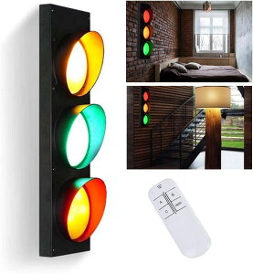 交通信号機 トラフィックライトランプ 壁装飾 おしゃれ 壁掛け照明 ブラケットライト 設置が簡単 レトロスタイル 交通ランプ 楽しい部屋の装飾ライト LEDウォールランプ 子供の寝室 リビン