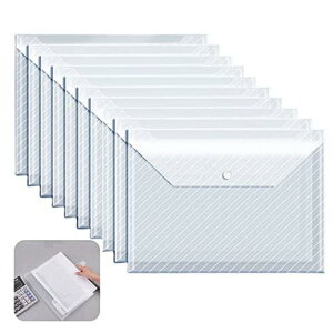 /20枚 クリアファイル A4 クリアホルダー PP 透明 防水 ボタン式 封筒型ファイルポケット 透明 防水 ファイル収納 プラスチック 小物入れ 文具 事務用品 ファイル ケース ファイルバッグ 書類