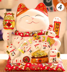 「1」電動招き猫 白磁製 大型プレミアムモデル 座布団付 電池/充電 磁器製 まねき猫 手描き ハンドメイド かわいく手招きします ネコ ねこ 開店祝いや開業祝いに喜ばれます 自動で腕を振り