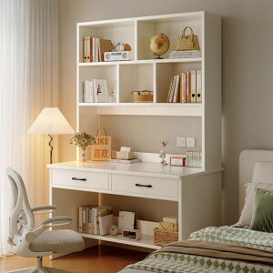 無垢の木の机の本棚の一体の寝室の小中学生の学習机の机の机の机のクリームの白色の小さいサイズのコンピュータの机