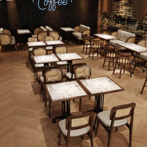 カフェテーブルと椅子の組み合わせ居酒屋工業風茶楼レストランレストランバーベキュー店カードソファ業務用岩板