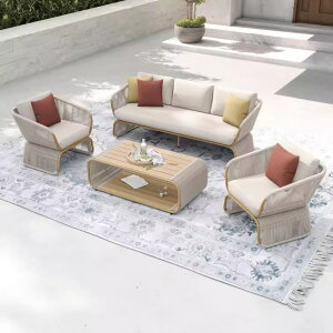 屋外籐編みのソファー民宿テラステラス怠け者の雨と日焼けを防ぐローテーブルセット別荘屋外ガーデン家具