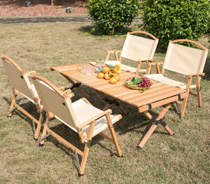 屋外折りたたみテーブルと椅子ケヤキの木アルミ合金ポータブルキャンプバーベキューピクニックキャンプドライブレジャーチェア