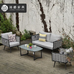 ヴィラ屋外庭園メタルソファホテル民宿テラス籐の椅子テーブル家具4点セット屋外ソファです