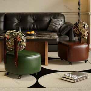 木製の木の木の滑車のいす春の光の木の木の印刷万向輪の小さいソファーのいす軟包靴を交換するいす移働家用のローラーローラーのいす