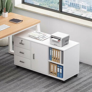 木製キャビネットオフィス鍵付き小?笥移動収納キャビネット引き出し付きキャビネットホイール付きテーブル下ロッカー低いキャビネット