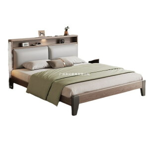 現代のシンプルな木のベッド1.5メートル家庭用の寝室1.8メートルのダブルベッド小さいタイプの1メートルの簡易な寮のシングルベッド