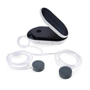 ポータブル式エアポンプ ソーラー充電 エアーストーン付き USB充電 2WAY 酸素ポンプ 可動式パネル 強/弱/間欠の3モード 約1L/m LST-BSVAP007