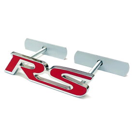 「RS」メタルエンブレム フロントグリル用 3D成型ロゴプレート 金属製ロゴ スタッドボルト式 立体メタルロゴ デコレーションLST-CFLOGRS