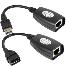 USBエクステンダー USB2.0→RJ45→USB2.0 最大約50mまで LANケーブルで延長 USB延長変換アダプター USB2.0LANケーブル延長アダプタ ドライバ不要 LST-USBEXLAN40