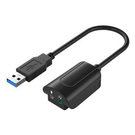 USBオーディオ変換アダプタ 有線サウンドカード 外付け USB2.0 バスパワー 音声出力 マイク入力 3.5mm LST-USBSU219A