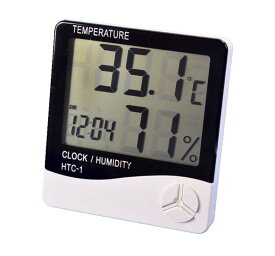 マルチ機能デジタル温湿度計 室内専用 温度 湿度 時計 アラーム 室内環境 電池式 LST-HTC-1