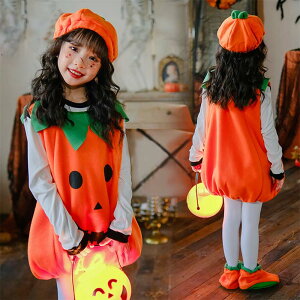 ハロウィン 衣装 仮装 カボチャ 子供 女の子 キッズ ベビー コスプレ ワンピース かぼちゃ 3点セット 着ぐるみ Halloween 変装 アニメグッズ 精霊衣装 フェアリー ダンス 万聖節 コスプレ衣装 パ