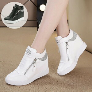 ダッドスニーカー レディース 厚底 ハイカットスニーカー インヒール 7cmヒール レースアップ 白 靴 可愛い 美脚 シンプル 甲高 幅広 疲れにくい 歩きやすい シューズ ウォーキングシューズ