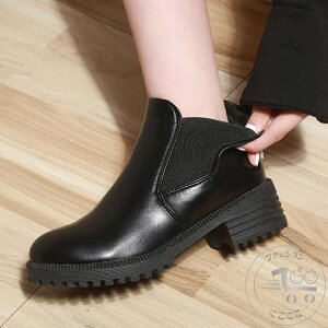 新生活 22.5-26.5cm ブーツ レディース ショートブーツ サイドゴアブーツ 厚底 チャンキーヒール シューズ 秋冬 ブーティ 大きいサイズ 小さいサイズ 歩きやすい 走れる ブーツ 通勤 上品 シン