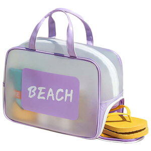 MARBEINE プールバッグ 大人 ビーチバッグ 大容量 乾湿分離 半透明防水 ビニールバック 女の子 水泳バッグ 男の子 ビーチ用バッグ 子供 キッズ プール用バック 手提げバッグ スイミング 温泉