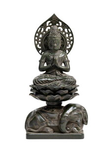 仏像 普賢菩薩 15cm (古美青銅) 仏師:牧田秀雲 原型_(辰・巳年生まれ)十二支守り本尊 干支 高岡銅器(KSふげんぼさつ)