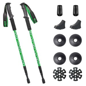 Glvaner トレッキングポール 2本セット トレッキングステッキ 登山 ストック アンチショック機能付 6061アルミ製 軽量300g 3段伸縮式 ウォーキングポール コンパクト 付属品付き 男女兼用 最小