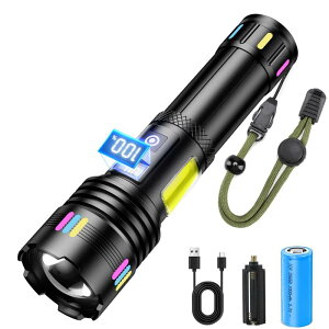 【2024最新強化版 P199 Led ディジタル電気量】 超強力 懐中電灯 led 軍用 最強 990000ルーメン 超高輝度 USB充電式 明るいハンディライト 5モード調光 ズーム調整可能 ペンライト 軽量小型 フラッ