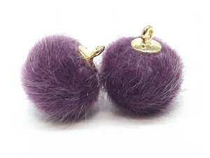 フェイクファーボール チャーム パーツ 2個入り cha-0710