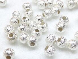 シュガーラウンドビーズ パーツ 白銀色 4mm 20個入り p-0252-4mm