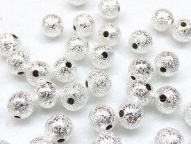 シュガーラウンドビーズ パーツ 白銀色 6mm 20個入り p-0252-6mm