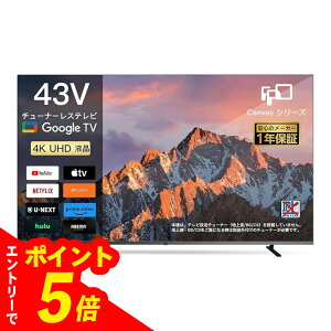 【エントリーでポイント5倍】FPDチューナーレステレビ 43V型 4K Google TV (CG43-C2 2024年モデル) ブラック