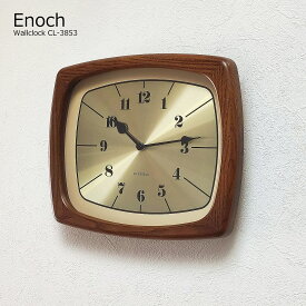 【クーポン配布中】壁掛け時計 おしゃれ 時計 壁掛け 北欧 掛け時計 イーノク Enoch CL-3853 モダン レトロ アンティーク ヴィンテージ インテリア 木製 リビング ダイニング 和風 和室 スイープムーブメント 寝室 静音 音がしない インターフォルム ゴールド 四角
