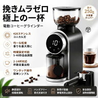 電動コーヒーミル コーヒーグラインダー コニカル式 25段階粒度調節 250g大容量 420ステンレス刃 2～14杯…