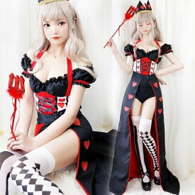 3点セット ハロウィン 仮装 コスプレ衣装 赤の女王コスプレ コスプレ ハートの王女の女王 ワンダーランド ハートの女王のドレス パーティー 演出服 イベント Halloween コスプレ レディース 仮装 ハロウィンコスチューム 大人用 ハロウィン衣装 海外通販