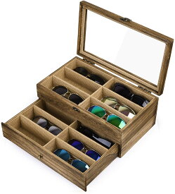 サングラス収納ケース メガネ収納ボックス コレクションケース ジュエリー収納 2段式 12本用 小物アクセサリ収納整理 眼鏡ケース