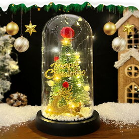 「送料無料」ミニクリスマスツリー ガラスドーム 卓上ミニクリスマスツリー 卓上 LEDライト クリスマス飾り LEDイルミネーション 電池式 かわいいクリスマスグッズ インテリア用品 玄関 卓上 飾り 北欧風 おしゃれ インテリア用品 クリスマスプレゼント