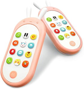 【送料無料】スマートフォン 電子玩具電話6カ月〜36カ月 赤ちゃん 幼児 子ども 幼児 おもちゃ 知育玩具 知育 学習 英語 外国語 指遊び ピンク