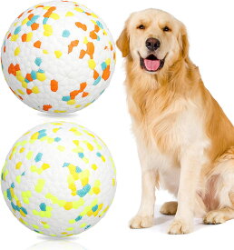 犬おもちゃ 2個入り 犬用ボール 噛むおもちゃ 玩具ボール 100％安全無毒 インタラクティブおもちゃ 弾力性 柔らかい 耐久性 E-TPU製 中小型犬に適用 運動不足 ストレス解消 (マルチカラー)