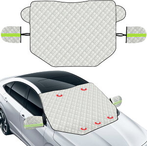 【送料無料】フロントガラスカバー 車 凍結防止シート フロントカバー 凍結防止 厚手 氷雪 雨 霜よけカバー 磁石5枚内蔵 挟む耳 防風 盗難防止 バックミラーカバー 鏡を守る 反射ストリップ