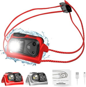 �w�b�h���C�g �[�d�� �y��38g 220���[���� �h�� �����j���O �A�E�g�h�A �o�R �Z���T�[�X�C�b�` MINI LED HEADLAMP ���̓� �M�t�g (�z���C�g)