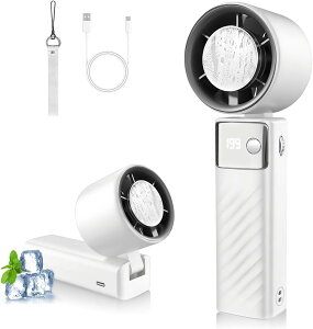 【無料配送】ハンディファン 手持ち扇風機 強力送風 冷却プレート -20℃瞬間冷却 携帯扇風機 7枚羽根 1〜199段階無段階風量調 5400mAh 充電式 ハンディ扇風機 小型扇風機 USB扇風機 Type-C 手持ち