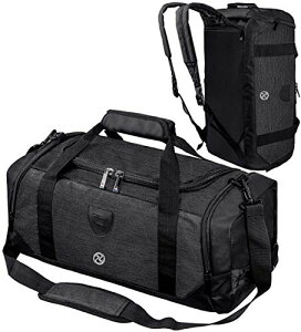 色：ブラック スポーツバッグ メンズ ダッフルバッグ メンズ ボストンバッグ ジムバック リュック型可能 3way 旅行バッグ シューズ収納 大容量 防水 軽量 乾湿分離 アウトドア ユニセックス