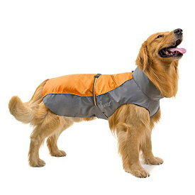 サイズ：中型および大型犬 4XLサイズ (x 1) 色：オレンジ RANPHY 犬用 レインコート いぬ 中型犬 大型犬 反射 雨具 梅雨対策 犬用合羽 ジャンプスーツ ペット用 ドッグウエア 防水