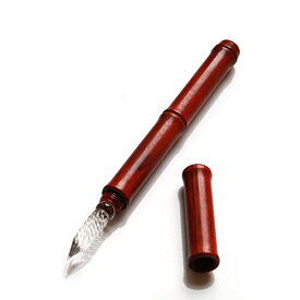 色：赤 七十二号筆屋 手作り木製 メディア ペン 万年筆 高級 EF 細字ガラスのペン (赤)