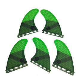色：グリーン UPSURF サーフボードフィン K2.1サイズ Single Tab 5枚セット サーフスラスタ サーフボードフィン