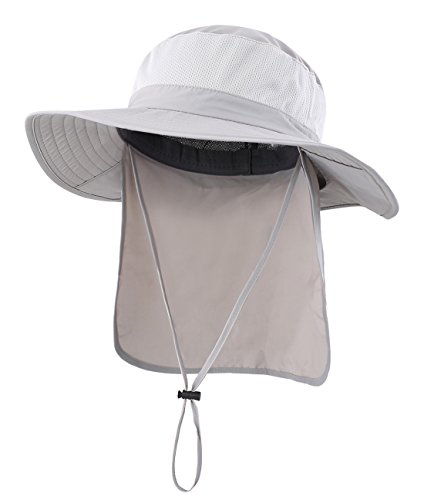 色：ライトグレー (コネクタイル)Connectyle アウトドア ユニセックス UPF50* メッシュ サファリハット つば広 日焼け防止 農作業 帽子 UVカット ハット