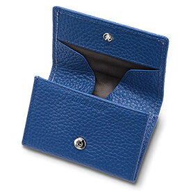 色：レイシ牛革-ブルー 小銭入れ メンズ 本革 コインケース レディース 財布 小さい 薄い ボックス型 ボタン式 カード入れ付き 硬貨35枚収納 (レイシ牛革-ブルー)