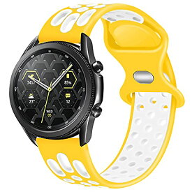 色：黄色と白 サイズ：20mm Onetmpre 時計バンド交換用時計バンド 、シリコンソフトラバー取り外し可能な防水ストラップ、 工具が要らなく取り外しが簡単