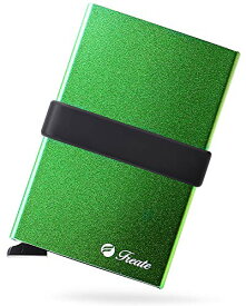 色：グリーン [Freate] クレジットカードケース スキミング防止 磁気防止 スライド式 マネーバンド付き 薄い メンズ レディース