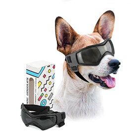 色：黒 PETLESO犬ゴーグル-中小型犬サングラス防風UVカットゴーグル保護犬用ゴーグル、黒い